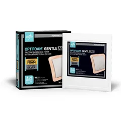 Medline Optifoam Gentle Ag+ Foam Dressings with Silicone Adhesive Border, 10 Each per Box