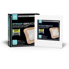 Medline Optifoam Gentle Ag+ Silicone-Faced Foam Dressings, 100 Each per Case