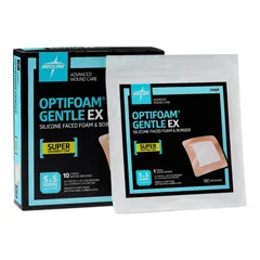 Medline Optifoam Gentle EX Bordered Foam Dressing, 5 x 5, in Educational Packaging, 1/EA