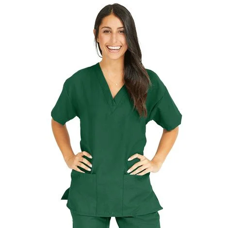 Medline PerforMAX Ladies V-Neck Tunic Scrub Tops – Evergreen