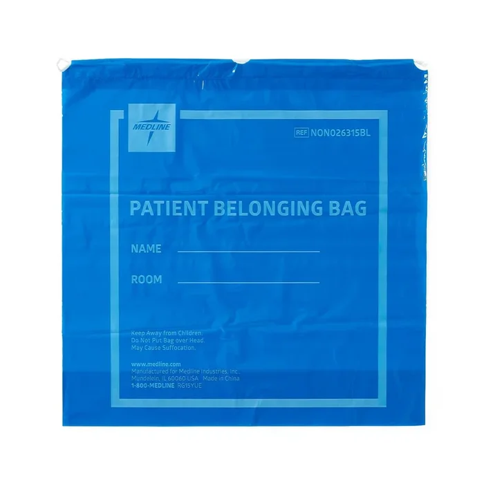 Medline Plastic Patient Belonging Bag with Drawstring – Blue 20″ x 20″ 250 Per Case