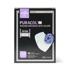 Medline Puracol AG+ Collagen Wound Dressings with Silver, 10 EA/BX