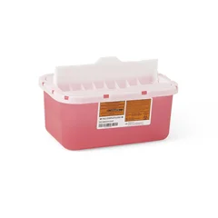 Medline Sharps Container with Flap, Clear and Red, 1 gal., 1/EA