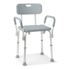 Medline Shower Chair with Backrest and Padded Armrests, 350 lb. Capacity