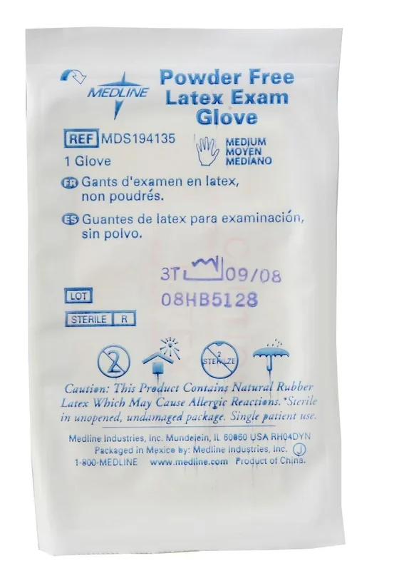 Medline Sterile Powder Free Latex Exam Gloves