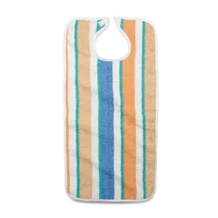 Medline Terry Cloth Bib, Hook and Loop, Pastel Stripe, 13 oz., 22 x 36, 12 EA/DZ