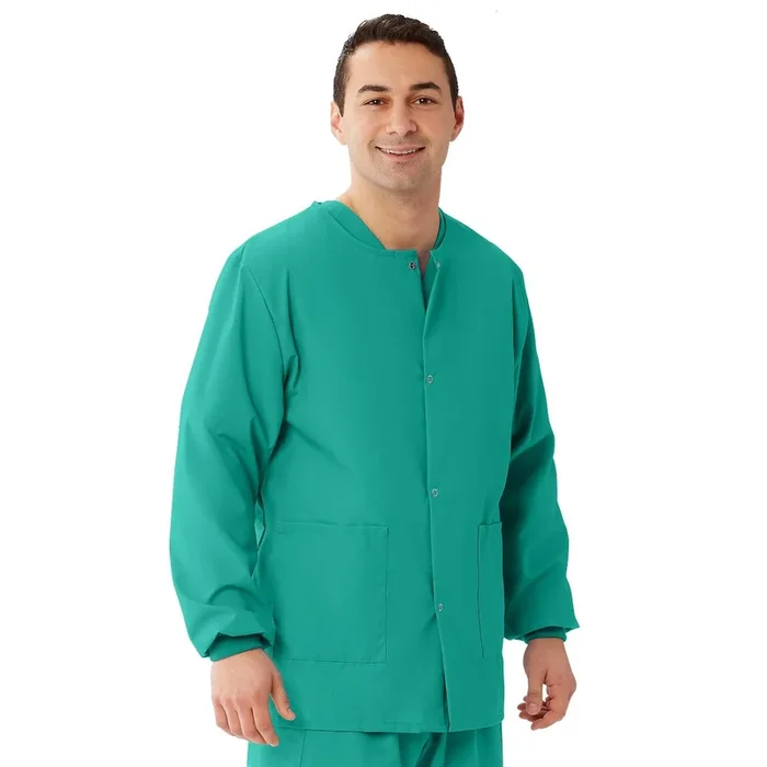 Medline Unisex AngelStat Snap-Front Warm-Up Scrub Jackets – Jade
