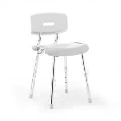Medline White Shower Chair with Backrest, 400 lb. Weight Capacity, Microban Treated, 1/CS
