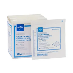 Medline Woven Sterile 8-Ply Gauze Sponges, 4 x 4, 2/Pack, 2 EA/PK