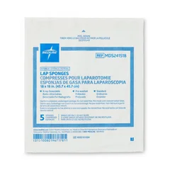 Medline X-Ray Detectable Sterile Lap Sponge, 18 x 18, 5/Pack, 1/PK