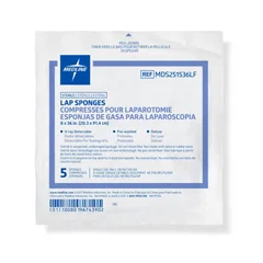 Medline X-Ray Detectable Sterile Lap Sponge, 8 x 36, 5/Pack, 40 Packs/Case, 200 EA/CS