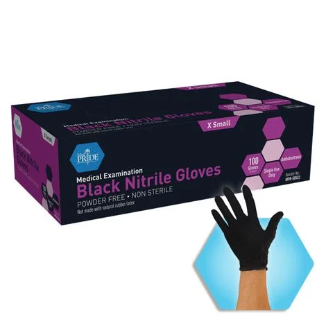 MedPride Black Nitrile Exam Gloves