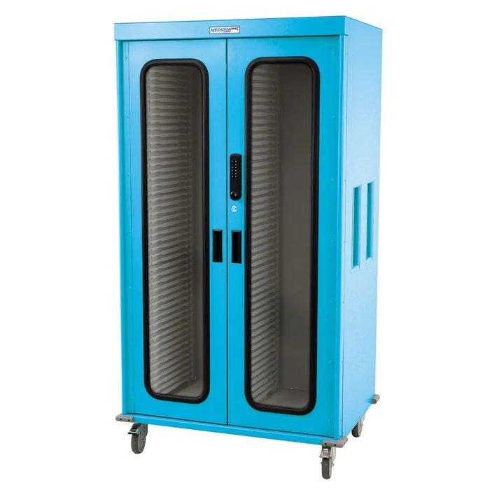 MedStorMax Double Column Carts Double Column Cart, Clear-Panel Door, Teal – 938051/NA/NA/TEAL