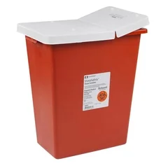 Medtronic Sharps Container SharpSafety 18-3/4 H x 18-1/4 W x 12-3/4 D” 12 Gallon Red Base / White Lid Vertical Entry Hinged Lid, 10 EA/CS