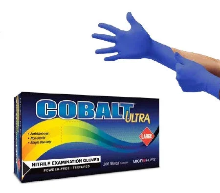 Microflex Medical Cobalt Ultra Exam Glove X-Large NonSterile Nitrile Standard Cuff Length Textured Fingertips Blue Not Chemo Approved – N174
