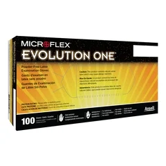 Microflex Medical Exam Glove Evolution One Medium NonSterile Latex Standard Cuff Length Fully Textured White Not Rated, 1000/CS