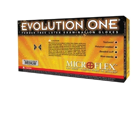 Microflex Medical Exam Glove Evolution One NonSterile Latex Standard Cuff Length Fully Textured White Not Chemo Approved