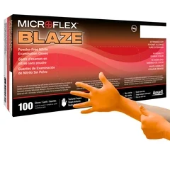 Microflex Medical Exam Glove MICROFLEX Blaze X-Large NonSterile Nitrile Standard Cuff Length Textured Fingertips Orange Not Rated, 1000/CS