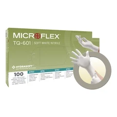 Microflex Medical Exam Glove Soft White Nitrile* Small NonSterile Nitrile Standard Cuff Length Textured Fingertips White Not Rated, 10/CS