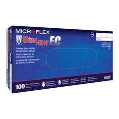 Microflex Medical Exam Glove Ultrasense EC X-Large NonSterile Nitrile Extended Cuff Length Textured Fingertips Blue Not Rated, 1000 EA/CS