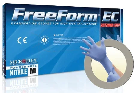 Microflex Medical FreeForm EC Exam Glove Small NonSterile Nitrile Standard Cuff Length Textured Fingertips Blue Not Chemo Approved – FFE-775-S