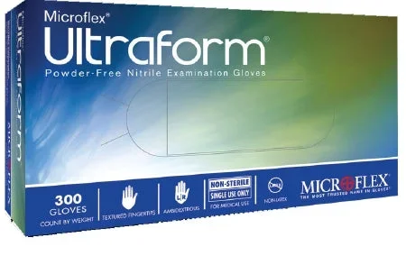 Microflex Medical Ultraform Exam Glove Small NonSterile Nitrile Standard Cuff Length Textured Fingertips Blue Not Chemo Approved – UF-524-S