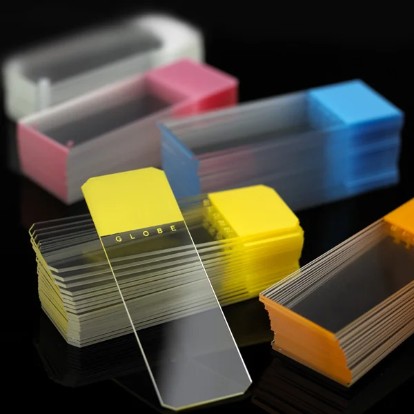 Microscope Slides, 25 x 75mm, 45? Beveled Edges, ORANGE Frosted