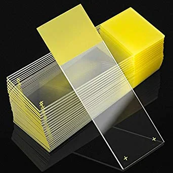 Microscope Slides, 25 x 75mm, 90? Ground Edges, Yellow Frosted