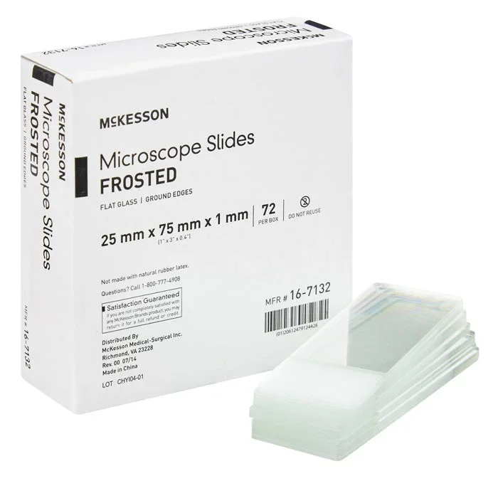 Microscope Slides with Frosted-Edge Glass, Ground Edges, 1 mm Thick 72/Box