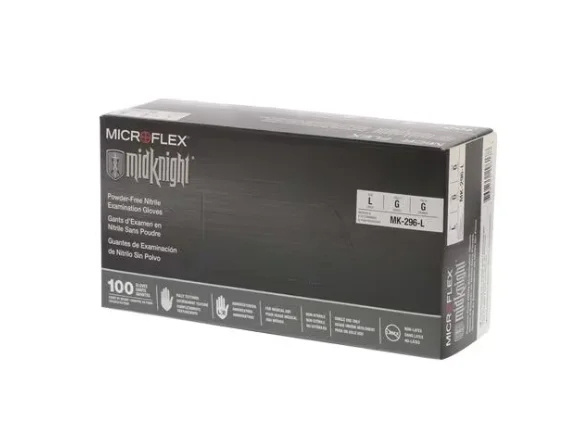 MidKnight Nitrile Exam Gloves Large Black Non-Sterile