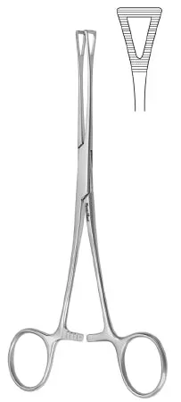 Miltex MeisterHand Hemostatic Forceps Pennington 6 Inch Surgical Grade Stainless Steel (German) NonSterile Ratchet Lock Finger Ring Handle Straight Serrated Fenestrated Triangular Jaws – H7-220