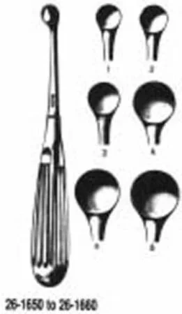 Miltex Miltex Bone Curette Bruns 6-3/4 Inch Length Single-ended Hollow Handle with Grooves Size 3, 9 mm Tip Straight Round Cup Tip – 26-1654