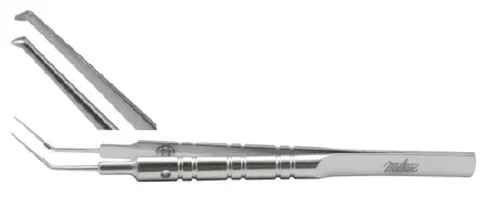 Miltex Miltex Capsulorhexis Forceps Kraff-Utrata 4 Inch OR Grade Stainless Steel (German) NonSterile NonLocking Thumb Handle Angled Blunt Tips – 18-1097