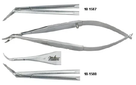 Miltex Miltex Corneal Scissors Katzin 4-1/4 Inch Length Surgical Grade Stainless Steel NonSterile Thumb Handle w/Spring Strongly Curved Right Blade Blunt/Blunt – 18-1588