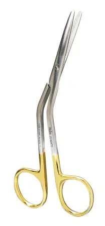 Miltex Miltex Dorsal Scissors Fomon 5-1/2 Inch Length OR Grade Stainless Steel (German) / Tungsten Carbide NonSterile Finger Ring Handle Angled Blade Blunt/Blunt – 21-604TC