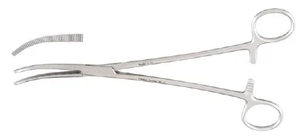 Miltex Miltex Hemostatic Forceps Moynihan 8-1/2 Inch OR Grade Stainless Steel (German) NonSterile Ratchet Lock Finger Ring Handle Curved Serrated Tips – 14-50