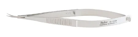 Miltex Miltex Micro Iris Scissors 4 Inch Length OR Grade Stainless Steel (German) NonSterile Thumb Handle w/Spring Curved Blade Sharp/Sharp – 18-1619