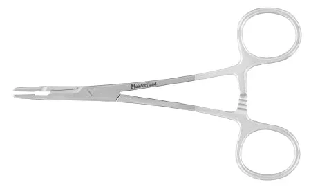 Miltex Needle Holder 5-1/2 Inch Straight, Serrated Jaw Finger Ring Handle – H8-15TC