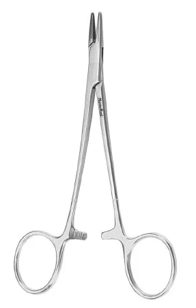 Miltex Needle Holder 5-1/4 Inch Straight, Serrated Jaw Finger Ring Handle – H8-40TC