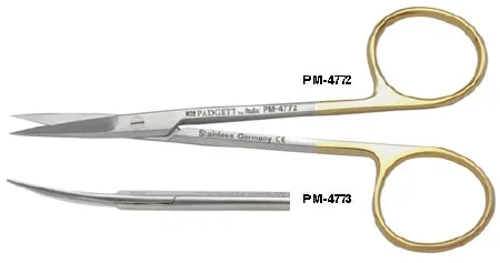 Miltex Padgett Iris Scissors Hood 4-1/2 Inch Length Surgical Grade Stainless Steel / Tungsten Carbide NonSterile Finger Ring Handle Straight Blade Sharp/Sharp – PM-4772
