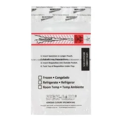 Minigrip Specimen Transport Bag with Document Pouch Speci-Gard® 6 X 10 Inch Adhesive Closure Biohazard Symbol / Storage Instructions NonSterile, 100/PK