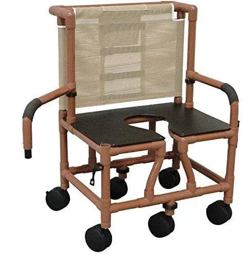 MJM International Bariatric Wood Tone Tilt N Space Shower Chair