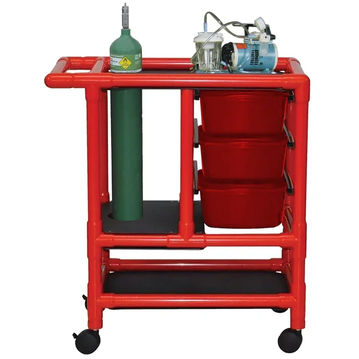 MJM International Emergency Cart PVC Frame Red