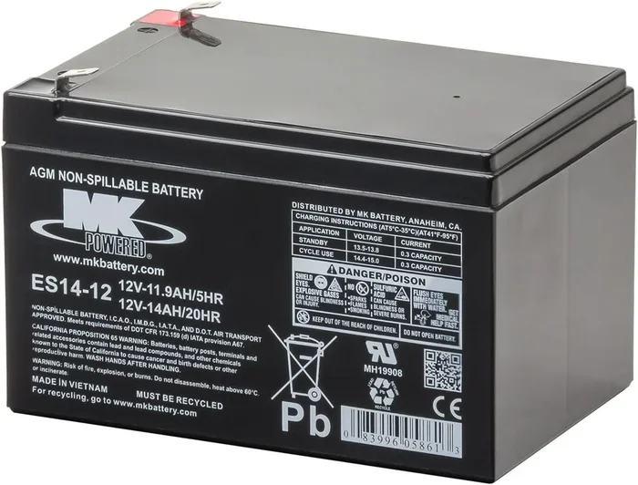MK – Battery 14v 12ah Sealed Rechargeable – ES14-12