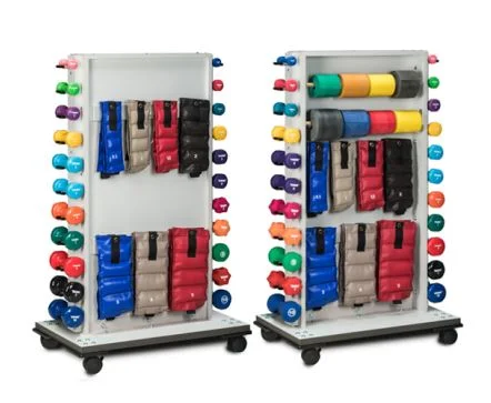 Mobile Cuff Weight/Dumbbell and Band Rack, Gray