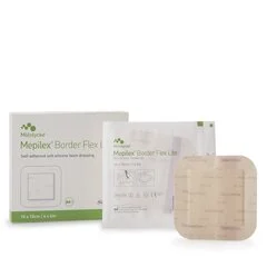 Molnlycke Healthcare Silicone Foam Dressing Mepilex Border Flex Lite 4 X 4 Inch Square Adhesive with Border Sterile, 50/CS