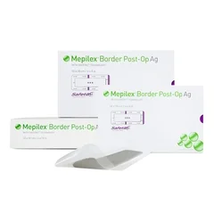 Molnlycke Healthcare Silver Foam Dressing Mepilex Border Post Op AG 4 x 10″ Rectangle Sterile, 35 EA/CS - Image 2