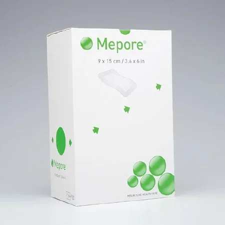 Molnlycke Mepore Adhesive Dressing 3-3/5 X 6 Inch NonWoven Spunlace Polyester Rectangle White Sterile – 671000