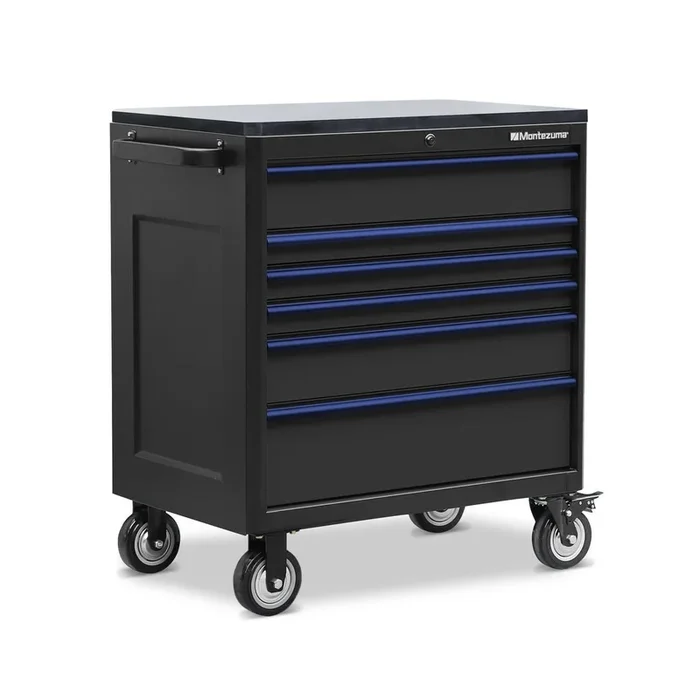 Montezuma Large 36 X 24 Inch Tool Box Rolling Tool Cabinet With Multiple Power Outlets & Drawers