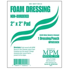 MPM Medical Foam Dressing MPM 2 X 2 Inch Square Non-Adhesive without Border Sterile